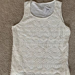 Chico's Embroidered Geo Tank Ecru NWT Size 3